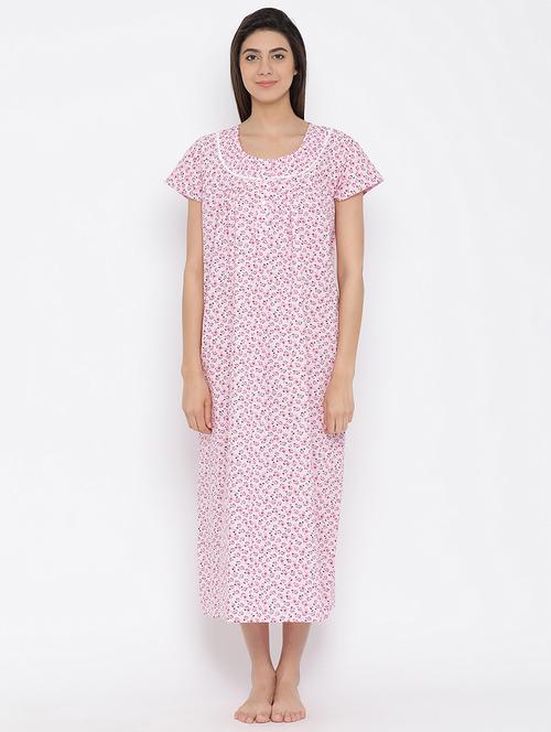 lace trim floral nightwear gown - 16236786 - Very Small Image - 1