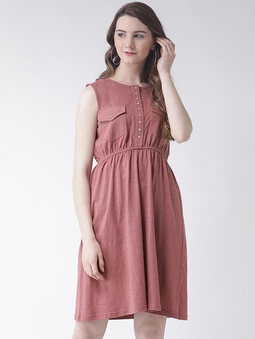 front pockets gathered empire dress - 16236818 - Very Small Image - 1