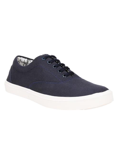 navy blue canvas lace up sneakers - 16237091 - Very Small Image - 1