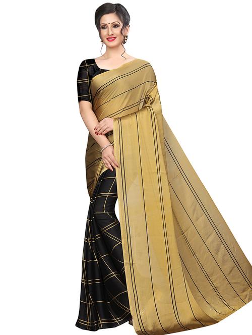 checks & striped printed saree - 16237135 - Very Small Image - 1