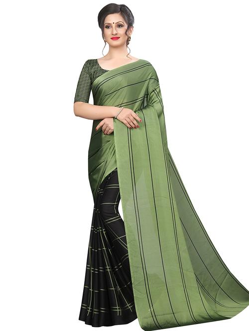 checks & striped printed saree - 16237137 - Very Small Image - 1