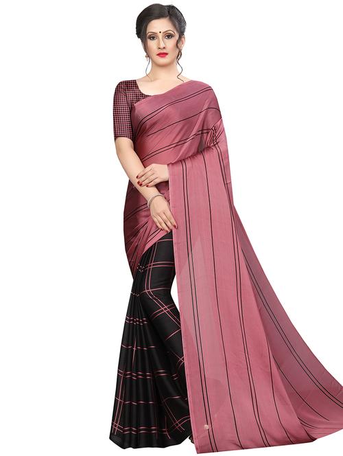 checks & striped printed saree - 16237139 - Very Small Image - 1