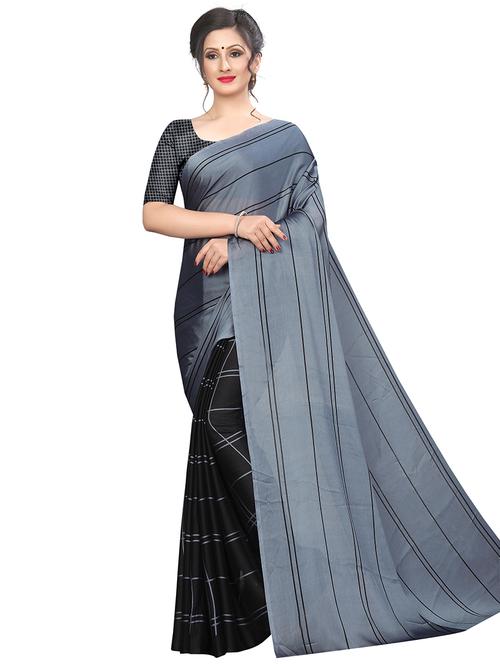 checks & striped printed saree - 16237141 - Very Small Image - 1