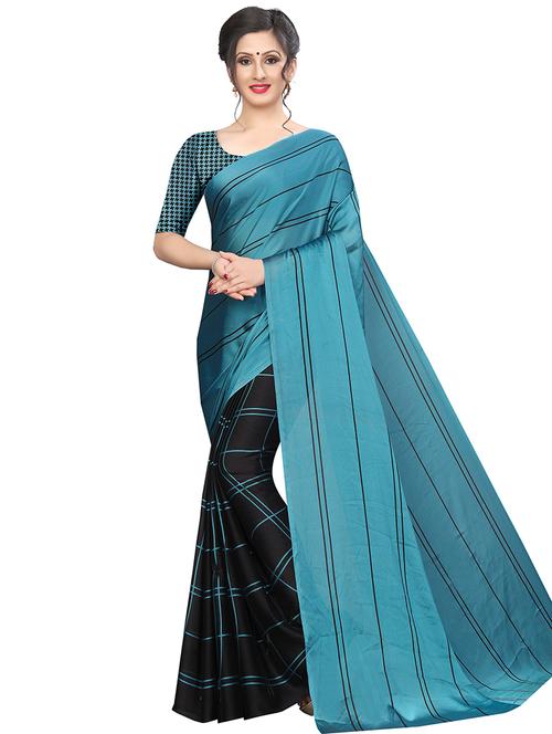 checks & striped printed saree - 16237142 - Very Small Image - 1