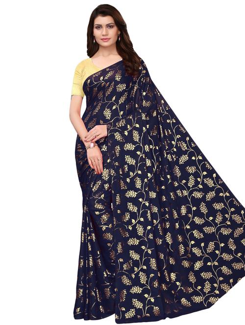 foil printed saree - 16237200 - Very Small Image - 1