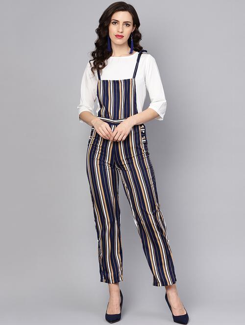 striped dungaree & solid top set - 16237410 - Very Small Image - 1
