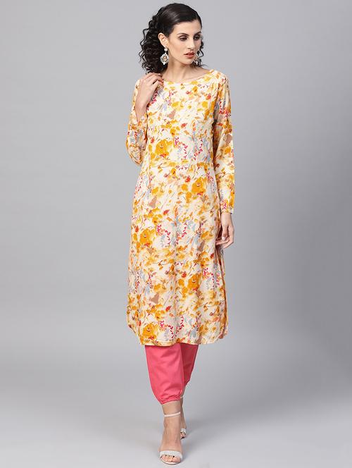 floral kurta with pant set - 16237462 - Very Small Image - 1