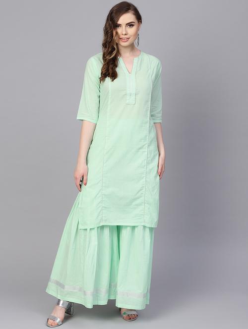 gota detailing solid kurta with sharara set - 16237471 - Very Small Image - 1