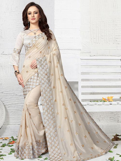 checkered embroidered saree with blouse - 16237654 - Very Small Image - 1