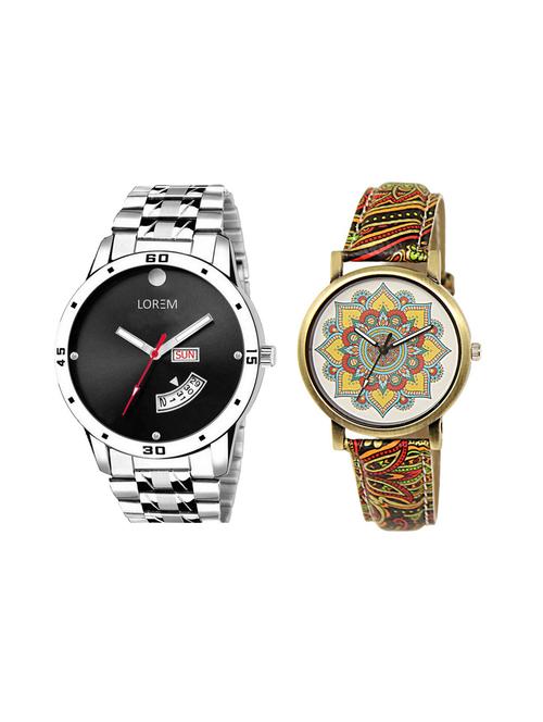 set of 2 analog couple watches - 16238066 - Very Small Image - 1