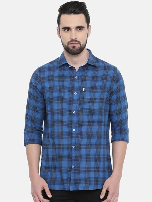blue checkered casual shirt - 16238402 - Very Small Image - 1