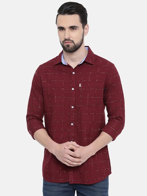 maroon checkered casual shirt - 16238408 - Very Small Image - 1
