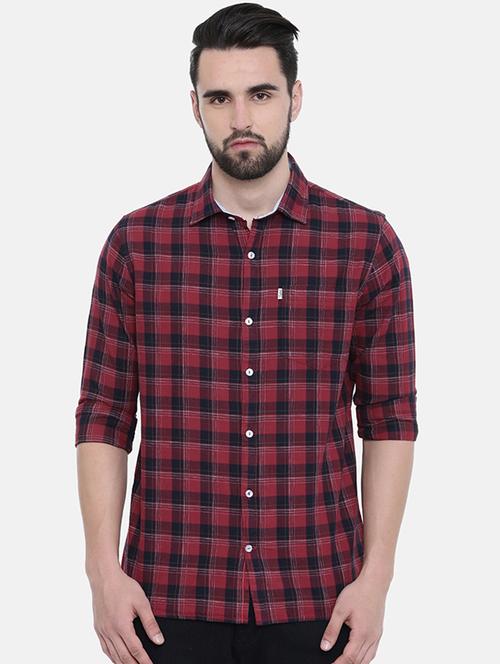 maroon checkered casual shirt - 16238414 - Very Small Image - 1