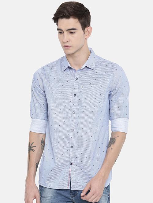 light blue printed casual shirt - 16238428 - Very Small Image - 1