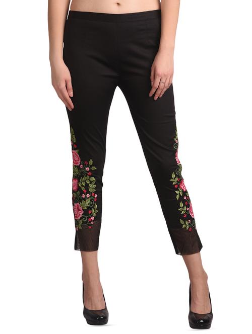 black cotton straight tapered pant - 16239808 - Very Small Image - 1