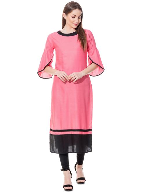 contrast piping straight kurta - 16239842 - Very Small Image - 1