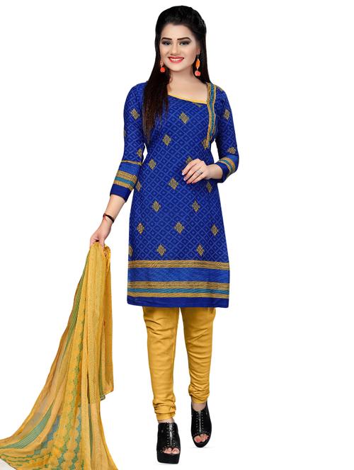 printed churidaar unstitched suit - 16239884 - Very Small Image - 1