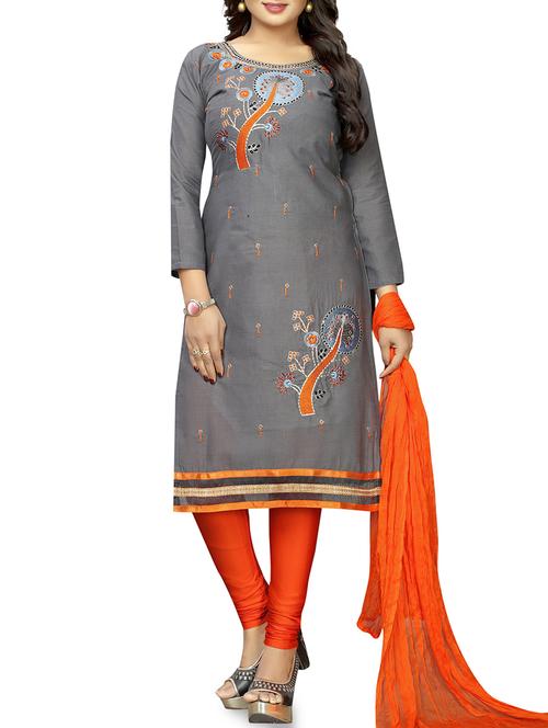 embroidered unstitched churidaar suit - 16239920 - Very Small Image - 1