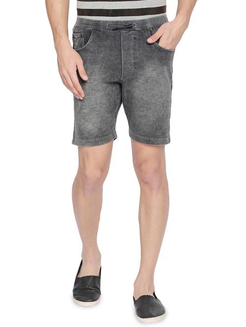 grey washed denim shorts - 16240783 - Very Small Image - 1