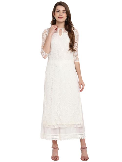 lace straight kurta - 16241314 - Very Small Image - 1