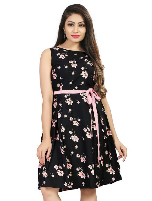 tie knot printed a line dress - 16242025 - Very Small Image - 1