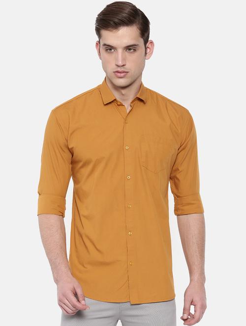 orange solid casual shirt - 16244216 - Very Small Image - 1