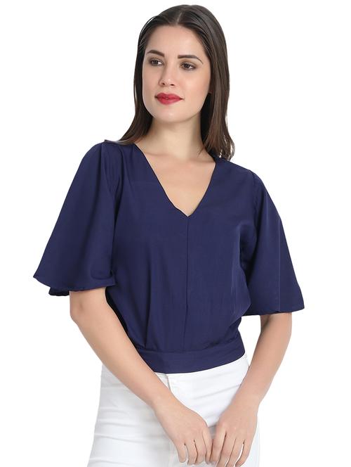 ruffle sleeved pleat detail top - 16244293 - Very Small Image - 1