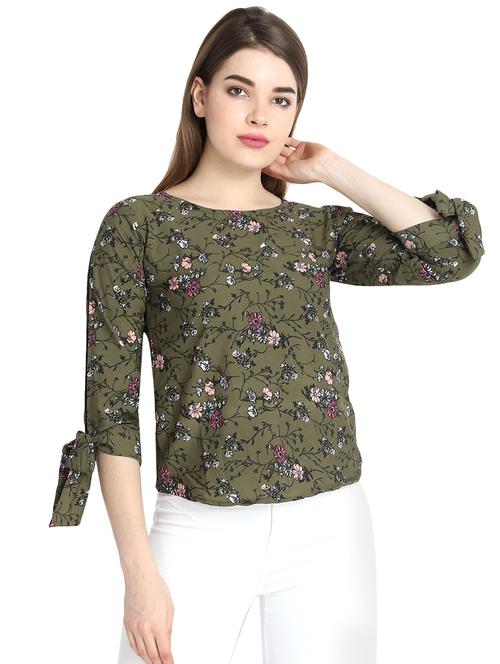 tie up sleeved floral top - 16244303 - Very Small Image - 1