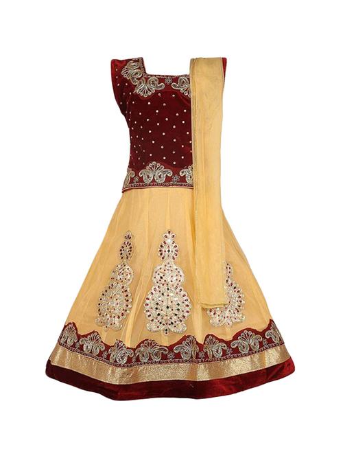 brown silk blend lehenga choli - 16244324 - Very Small Image - 1
