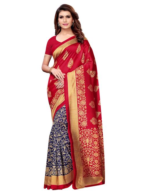printed half & half saree with blouse - 16244693 - Very Small Image - 1