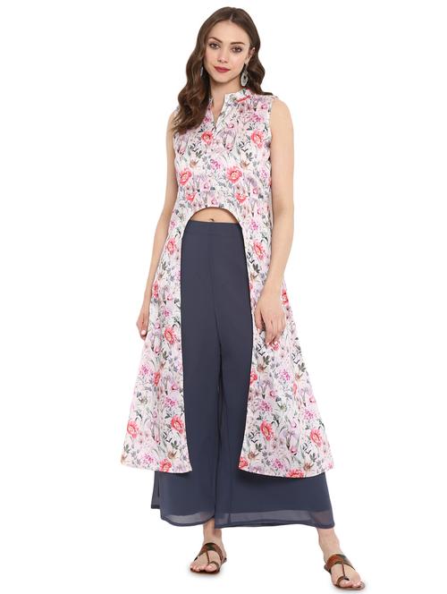 floral high-low a-line kurta - 16244741 - Very Small Image - 1