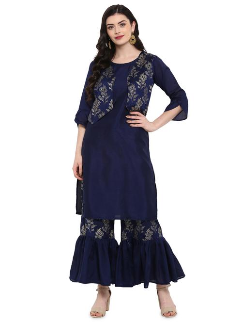 foil printed straight kurta - 16244743 - Very Small Image - 1
