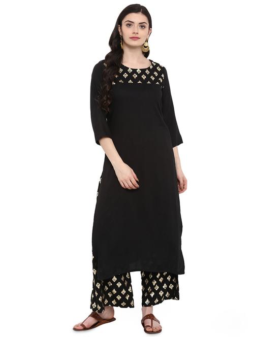 foil printed straight kurta - 16244758 - Very Small Image - 1
