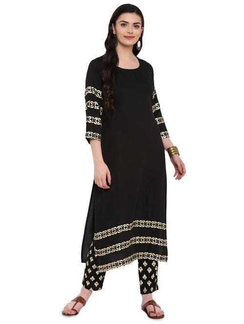 foil printed straight kurta - 16244766 - Very Small Image - 1