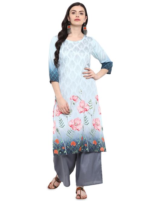 floral printed straight kurta - 16244785 - Very Small Image - 1