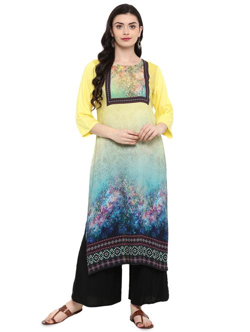 floral print straight kurta - 16244794 - Very Small Image - 1
