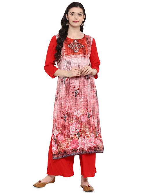 digital floral printed straight kurta - 16244813 - Very Small Image - 1