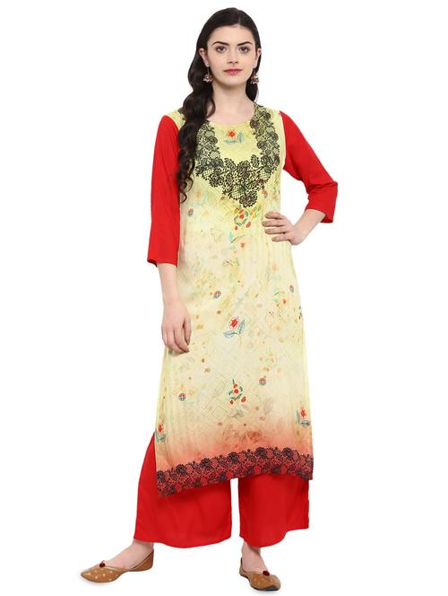 digital floral printed straight kurta - 16244814 - Very Small Image - 1
