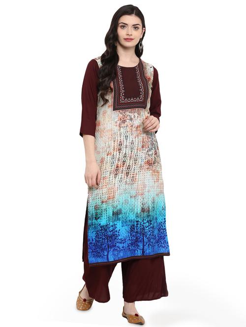 digital printed straight kurta - 16244816 - Very Small Image - 1