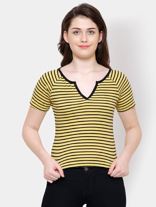 notch neck striped top - 16245215 - Very Small Image - 1