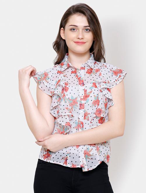 cap sleeve ruffled top - 16245217 - Very Small Image - 1