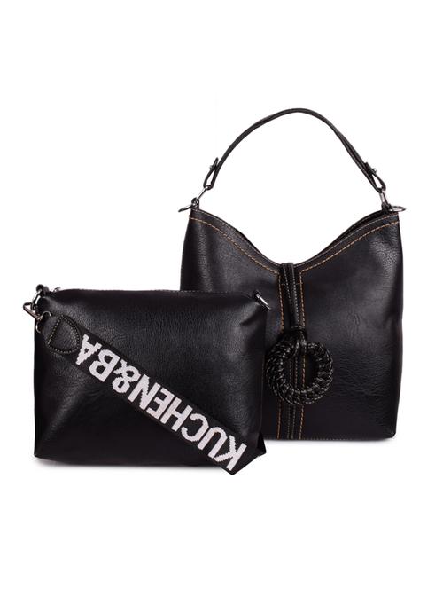black leatherette (pu) regular handbag combo - 16245458 - Very Small Image - 1