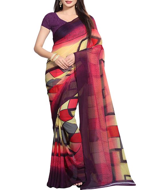 checkered printed saree - 16245802 - Very Small Image - 1