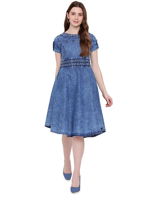 denim detailed a line dress - 16246132 - Very Small Image - 1