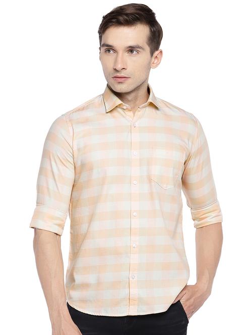 orange checkered casual shirt - 16247069 - Very Small Image - 1