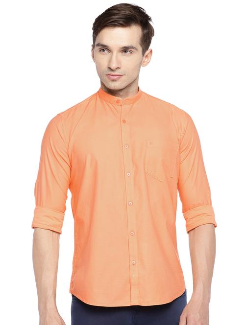 orange solid casual shirt - 16247089 - Very Small Image - 1