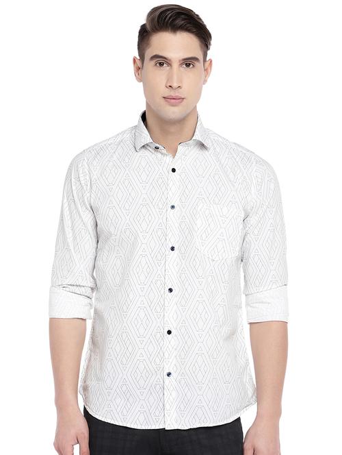white geometric printed casual shirt - 16247094 - Very Small Image - 1