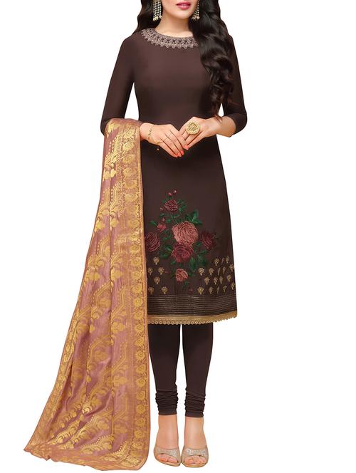 embroidered semi-stitched suit - 16247109 - Very Small Image - 1