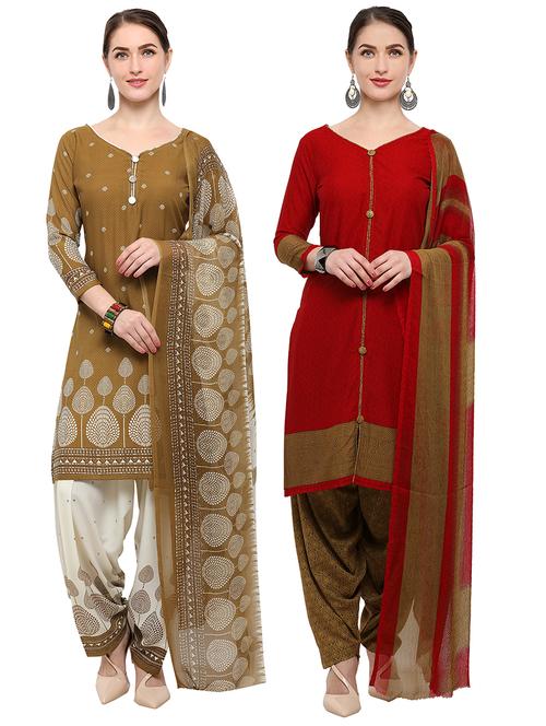 printed unstitched combo suit - 16247488 - Very Small Image - 1