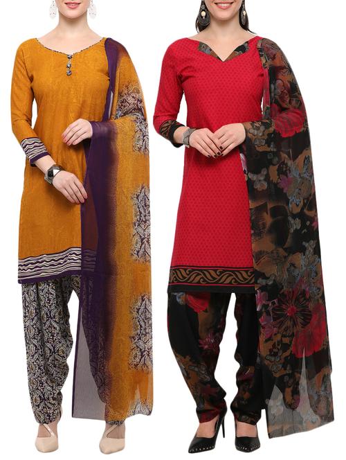 printed unstitched combo suit - 16247524 - Very Small Image - 1